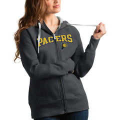 Charcoal Indiana Pacers Antigua Women's Team Victory Full-Zip Hoodie | NBA
