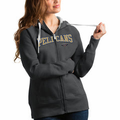 Charcoal New Orleans Pelicans Antigua Women's Team Victory Full-Zip Hoodie | NBA