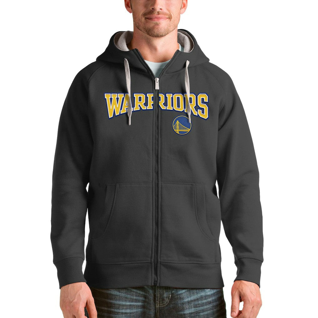 Charcoal Golden State Warriors Antigua Victory Full-Zip Hoodie sale | NBA