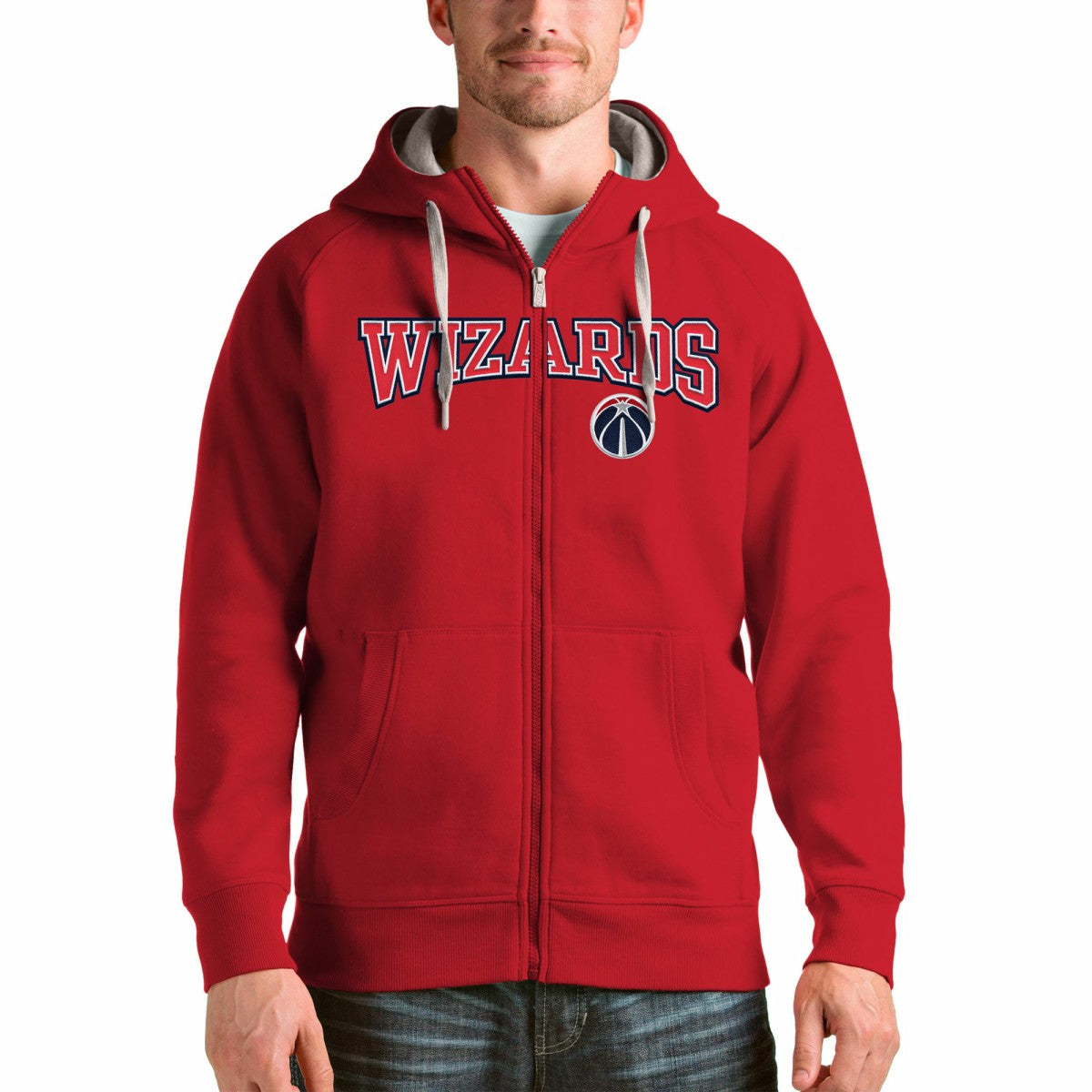 Red Washington Wizards Antigua Victory Full-Zip Hoodie | NBA