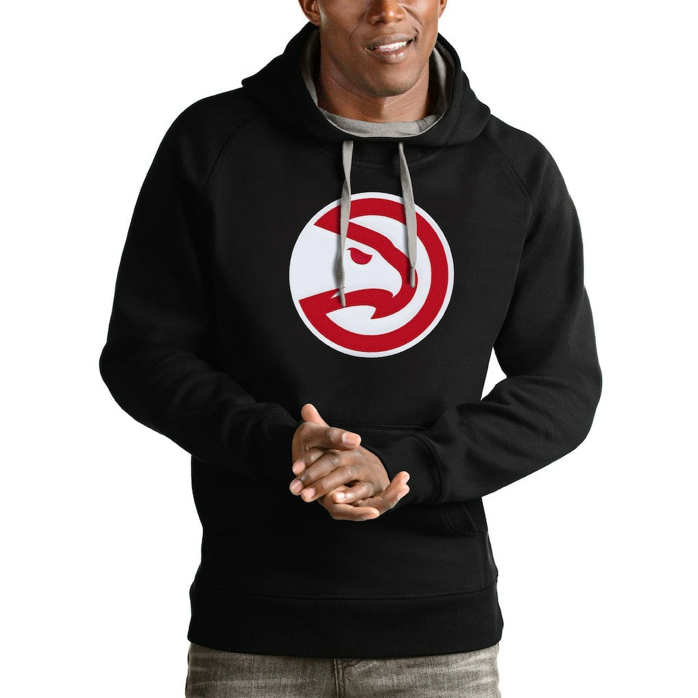 Black Atlanta Hawks Antigua Logo Victory Pullover Hoodie | NBA