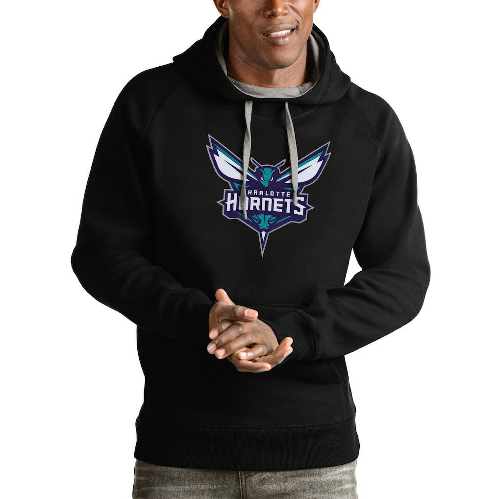 Black Charlotte Hornets Antigua Logo Victory Pullover Hoodie | NBA