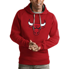 Red Chicago Bulls Antigua Logo Victory Pullover Hoodie | NBA