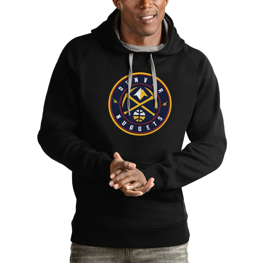 Black Denver Nuggets Antigua Logo Victory Pullover Hoodie sale | NBA