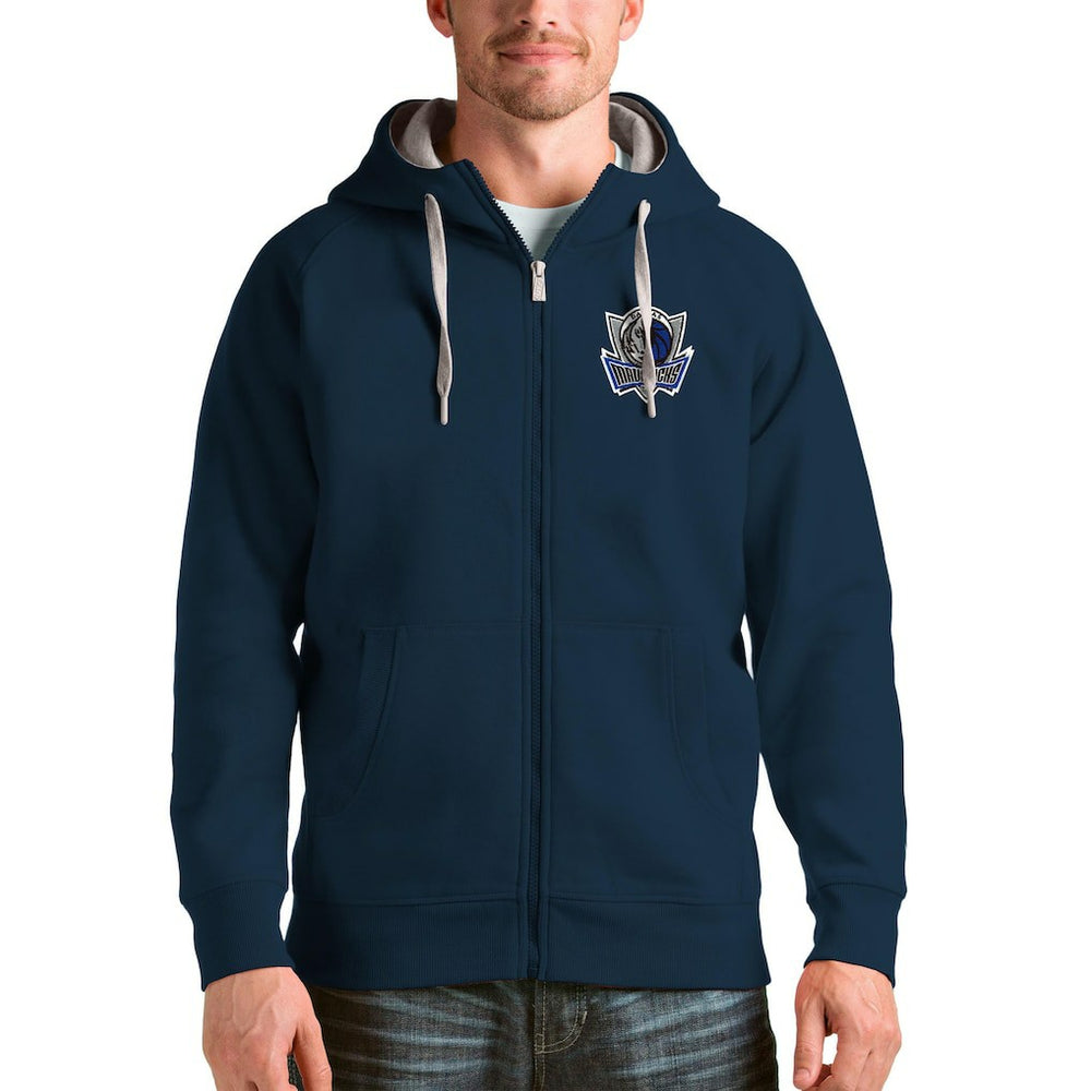 Navy Dallas Mavericks Antigua Logo Victory Full-Zip Hoodie sale | NBA