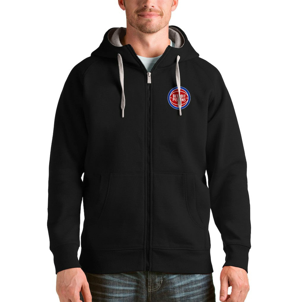 Black Detroit Pistons Antigua Logo Victory Full-Zip Hoodie sale | NBA