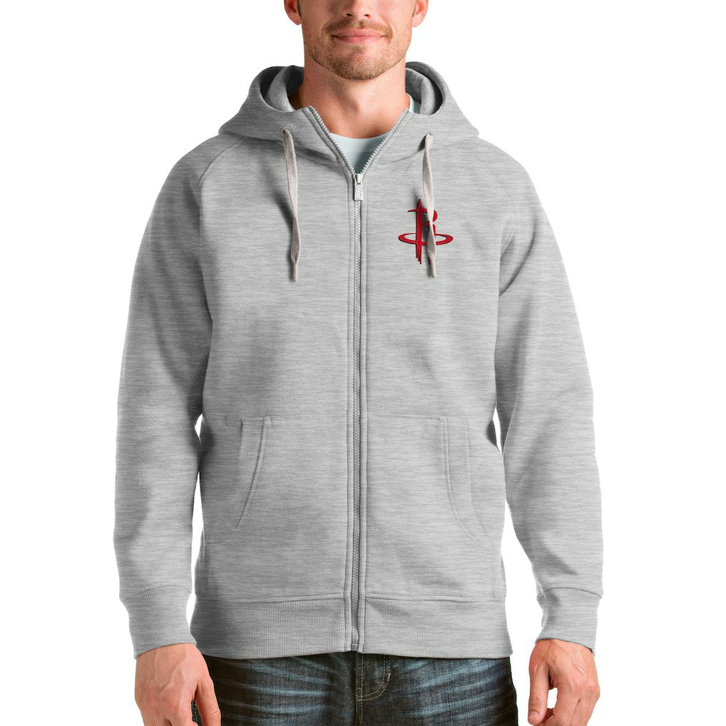 Heathered Gray Houston Rockets Antigua Logo Victory Full-Zip Hoodie sale | NBA