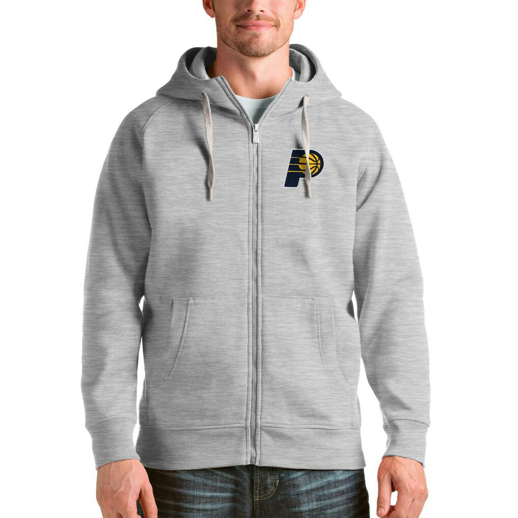 Heathered Gray Indiana Pacers Antigua Logo Victory Full-Zip Hoodie | NBA