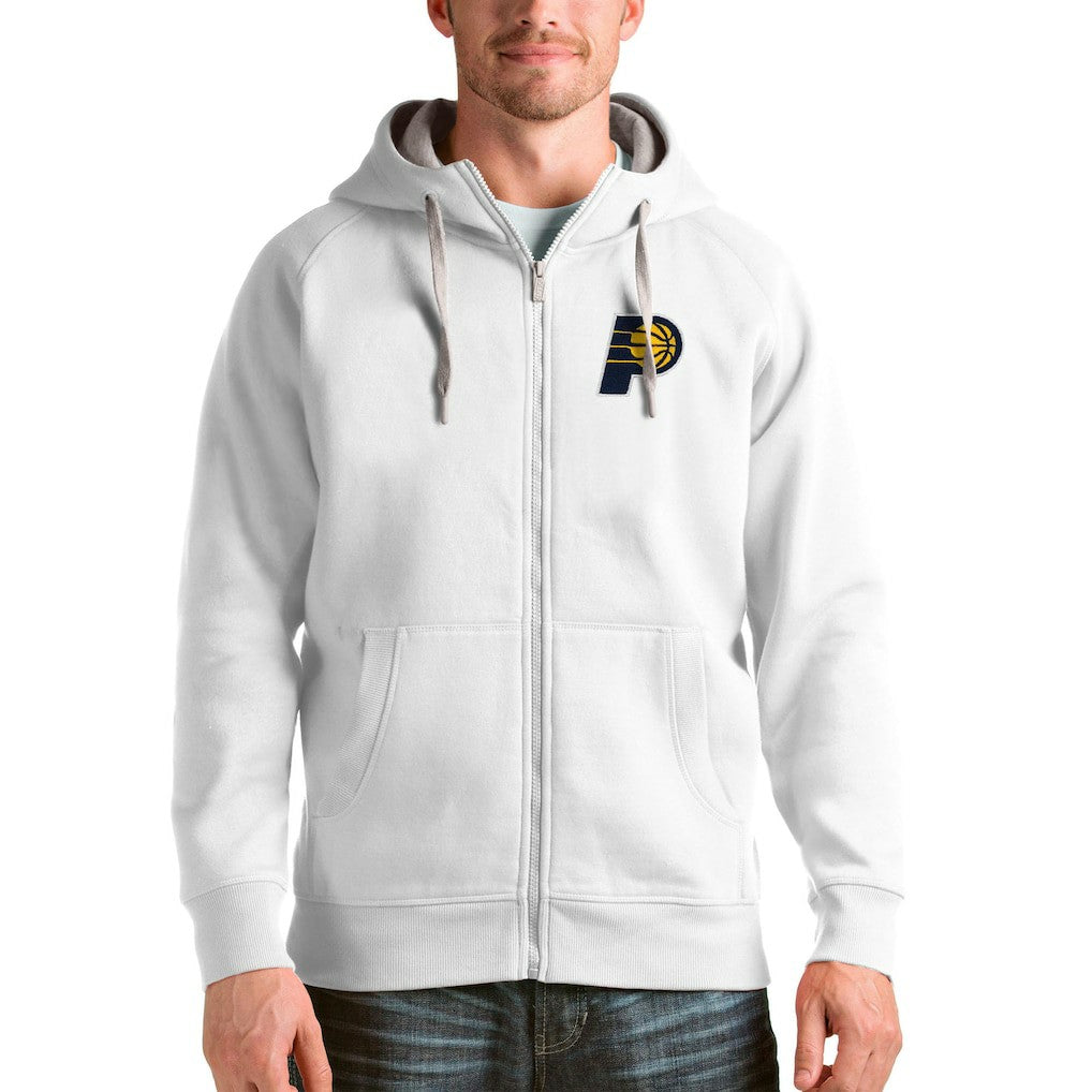 White Indiana Pacers Antigua Logo Victory Full-Zip Hoodie | NBA