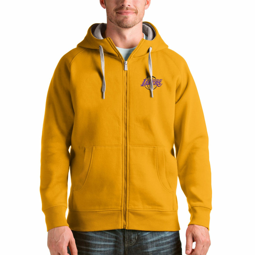 Gold Los Angeles Lakers Antigua Logo Victory Full-Zip Hoodie | NBA