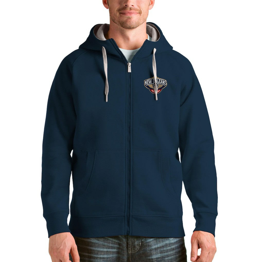 Navy New Orleans Pelicans Antigua Logo Victory Full-Zip Hoodie | NBA
