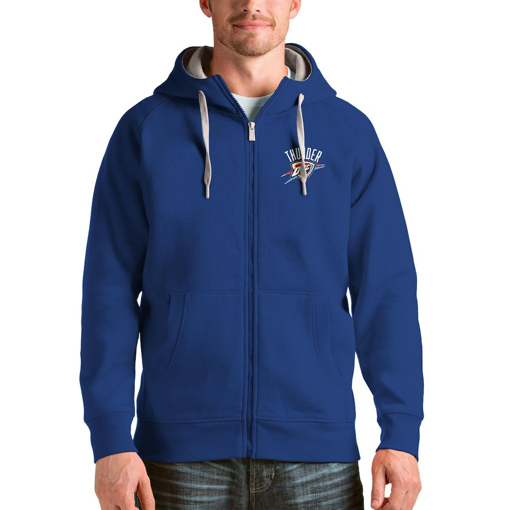 Royal Oklahoma City Thunder Antigua Logo Victory Full-Zip Hoodie | NBA