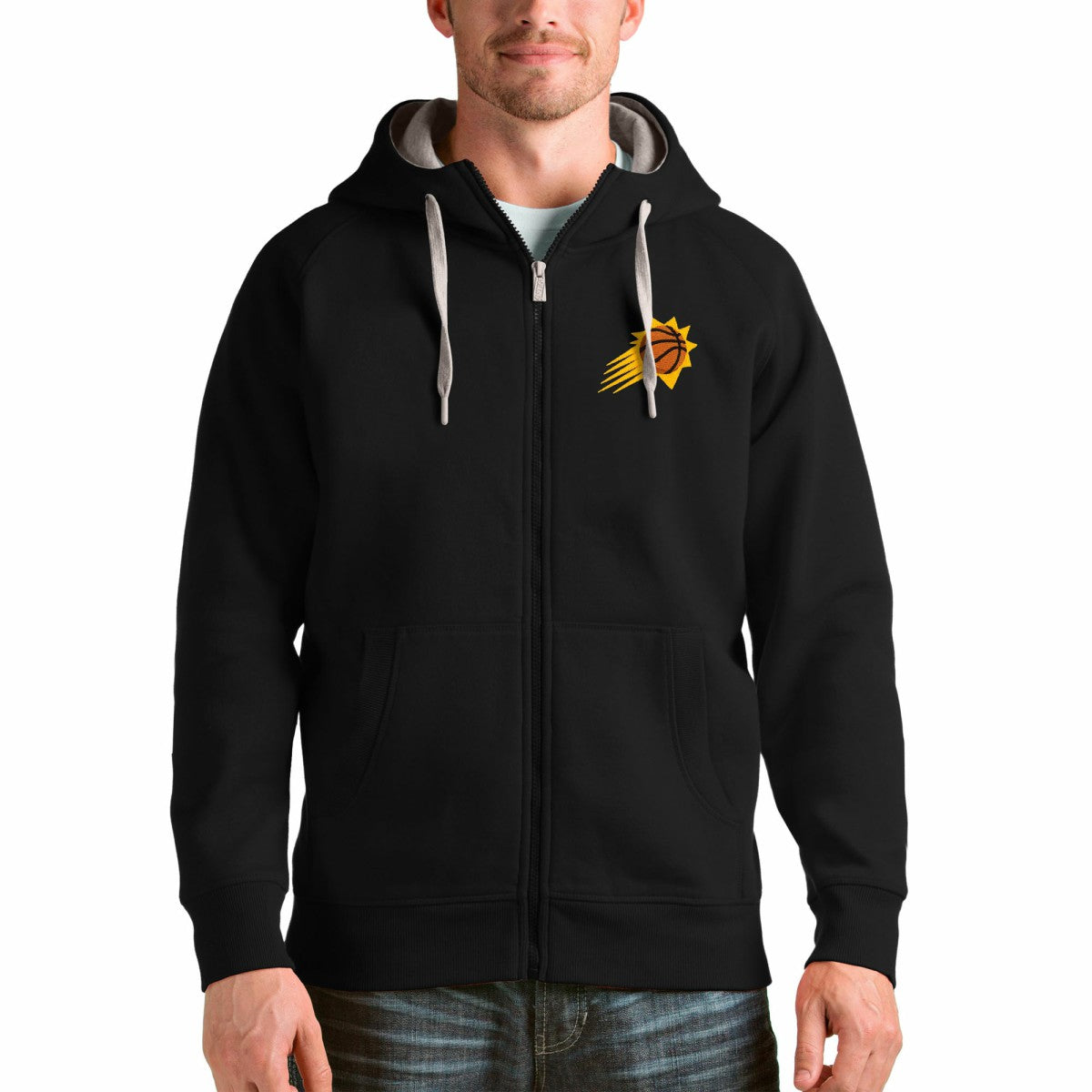 Black Phoenix Suns Antigua Logo Victory Full-Zip Hoodie | NBA