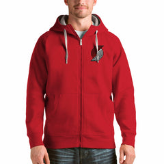 Red Portland Trail Blazers Antigua Logo Victory Full-Zip Hoodie | NBA