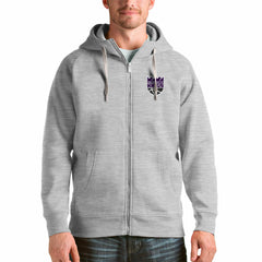 Heathered Gray Sacramento Kings Antigua Logo Victory Full-Zip Hoodie | NBA