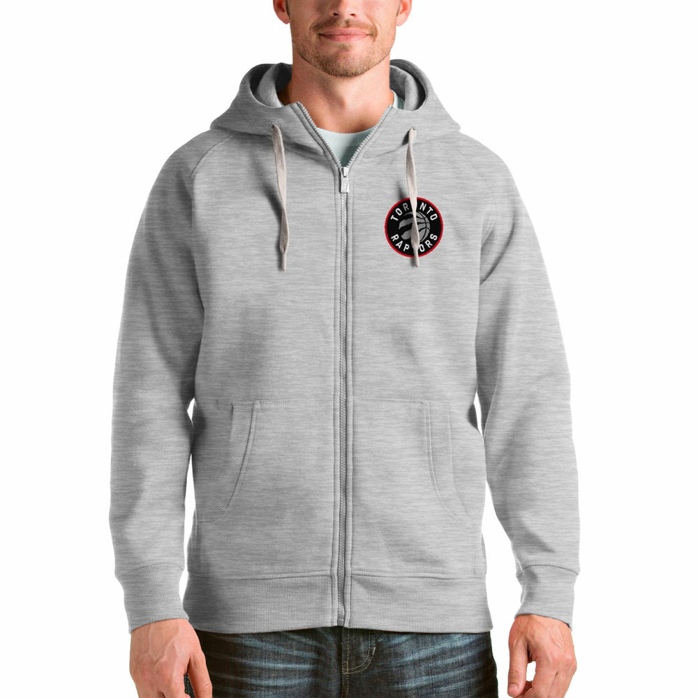 Heathered Gray Toronto Raptors Antigua Logo Victory Full-Zip Hoodie | NBA