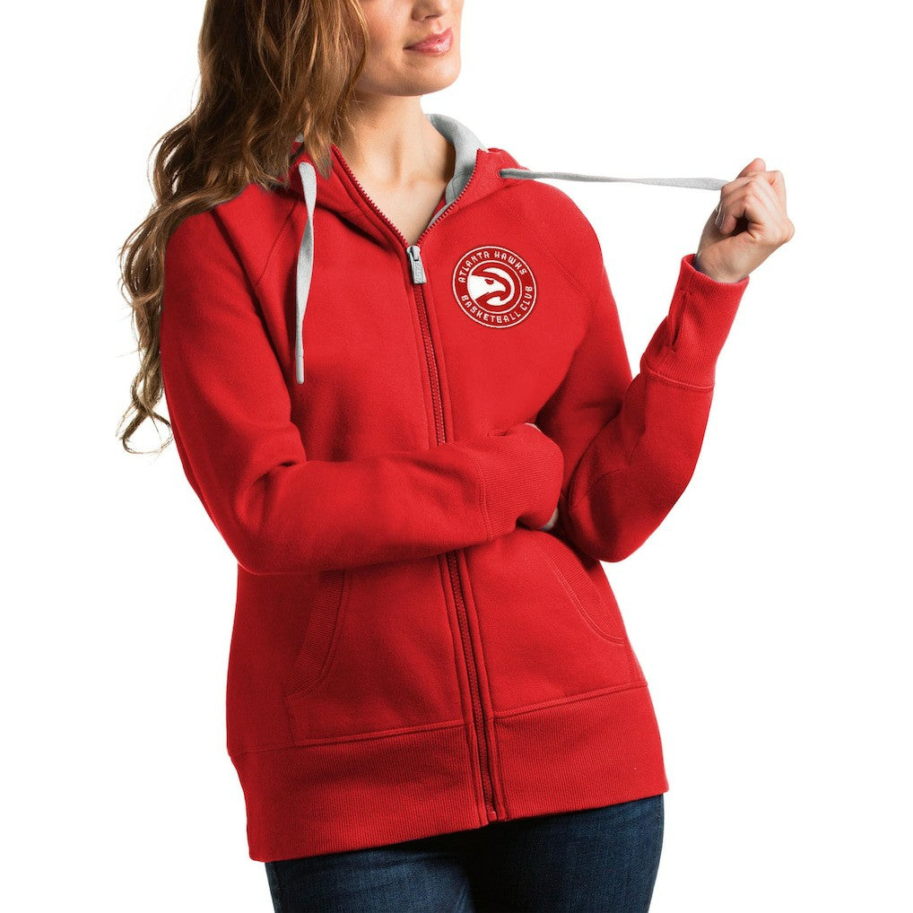 Red Atlanta Hawks Antigua Women's Victory Full-Zip Hoodie | NBA