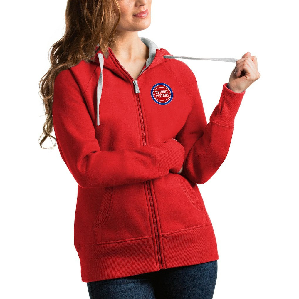 Red Detroit Pistons Antigua Women's Victory Full-Zip Hoodie sale | NBA