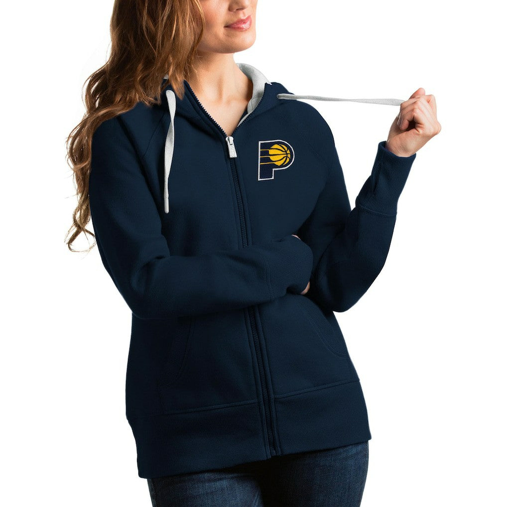 Navy Indiana Pacers Antigua Women's Victory Full-Zip Hoodie | NBA