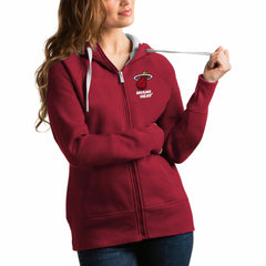 Red Miami Heat Antigua Women's Victory Full-Zip Hoodie | NBA