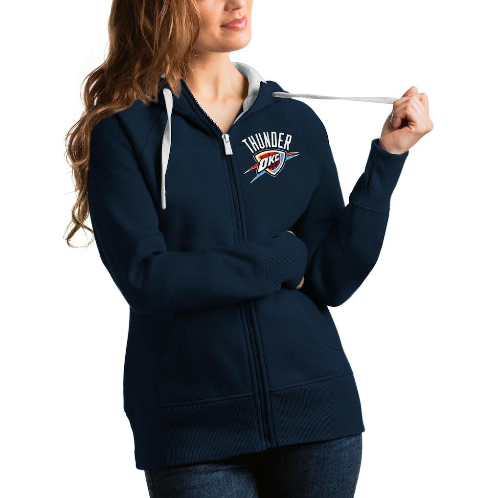 Navy Oklahoma City Thunder Antigua Women's Victory Full-Zip Hoodie | NBA