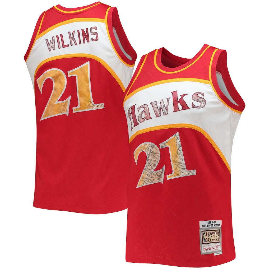 Red Dominique Wilkins Atlanta Hawks 1986/87 Hardwood Classics NBA 75th Anniversary Diamond Swingman Jersey | NBA