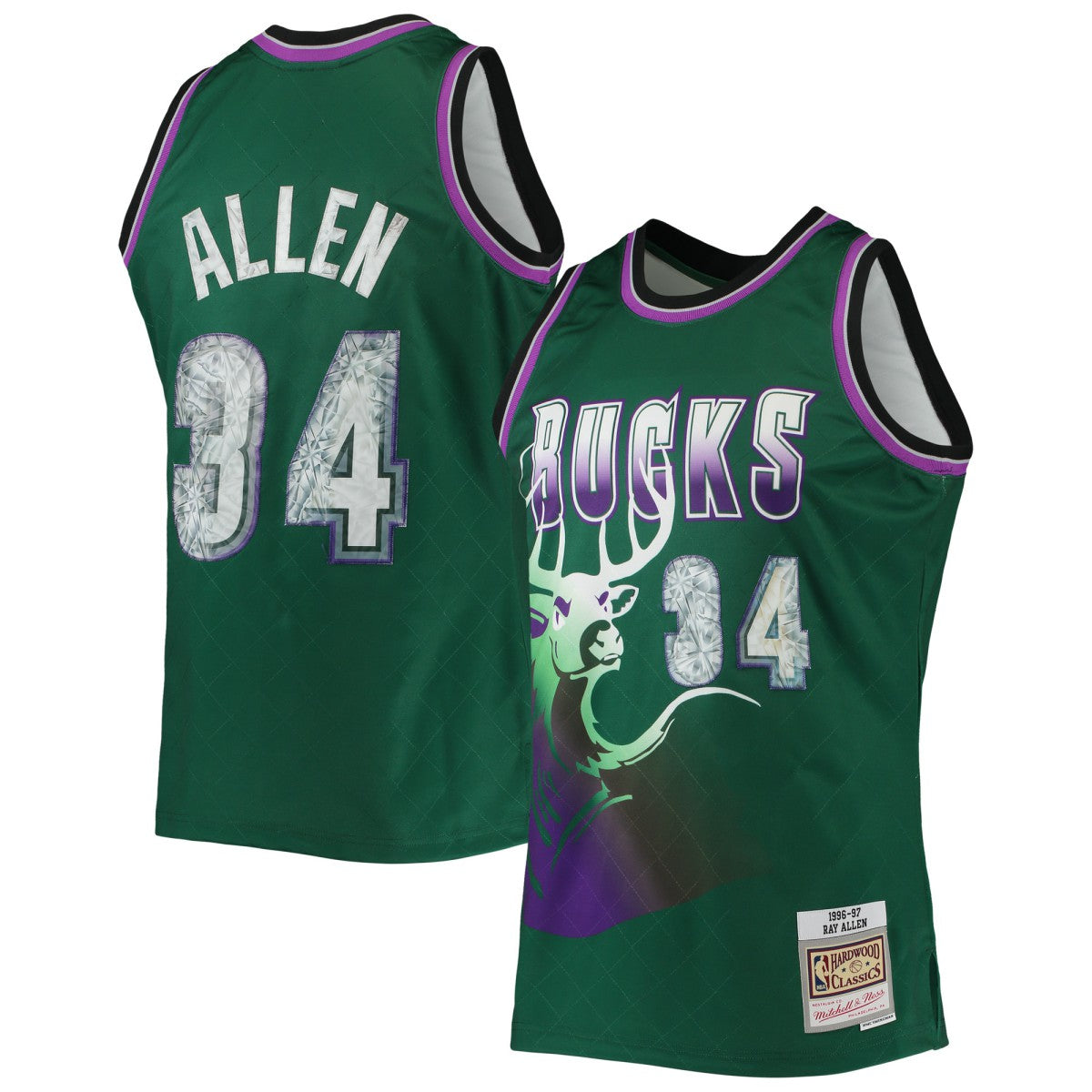 Green Ray Allen Milwaukee Bucks 1996/97 Hardwood Classics NBA 75th Anniversary Diamond Swingman Jersey | NBA