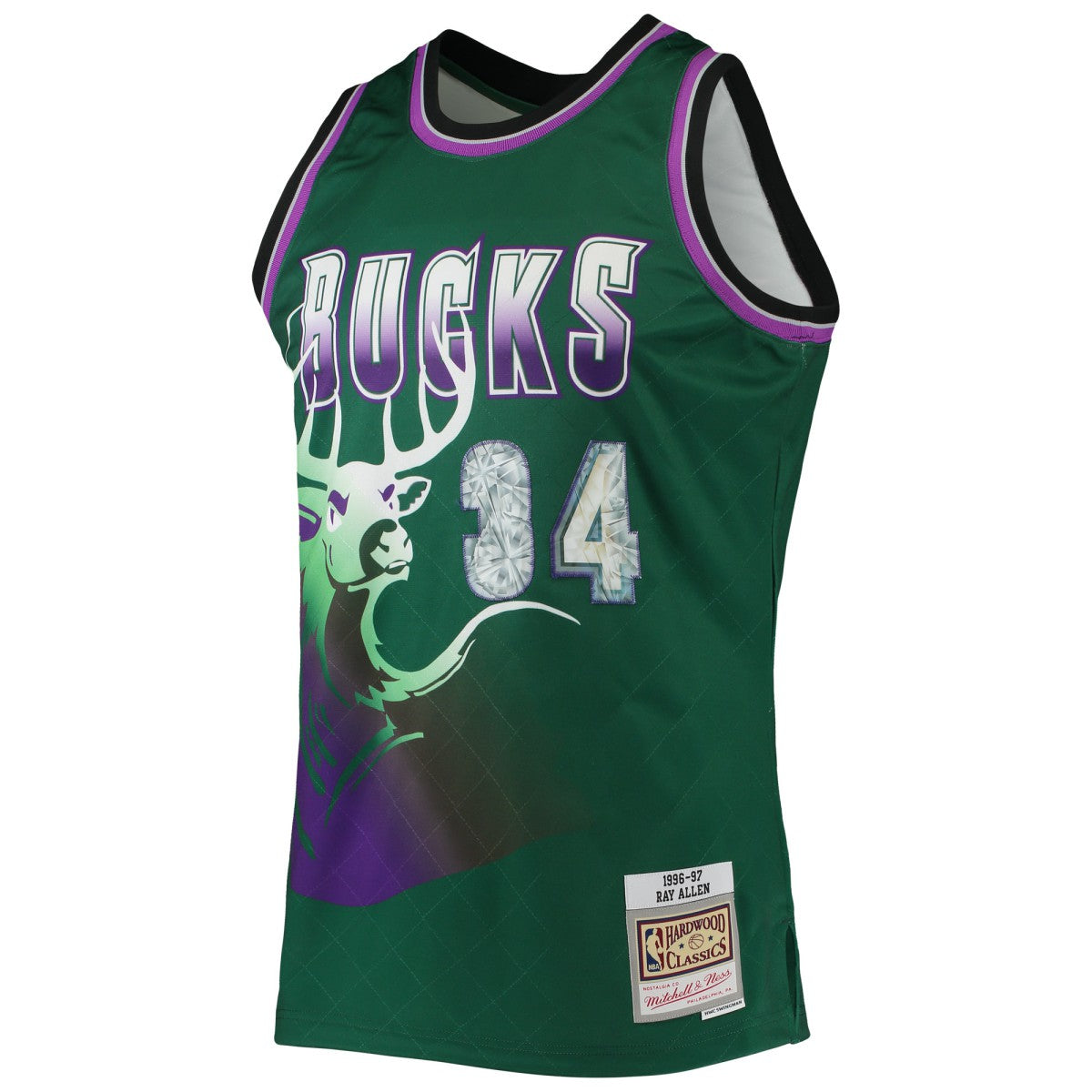 Green Ray Allen Milwaukee Bucks 1996/97 Hardwood Classics NBA 75th Anniversary Diamond Swingman Jersey | NBA