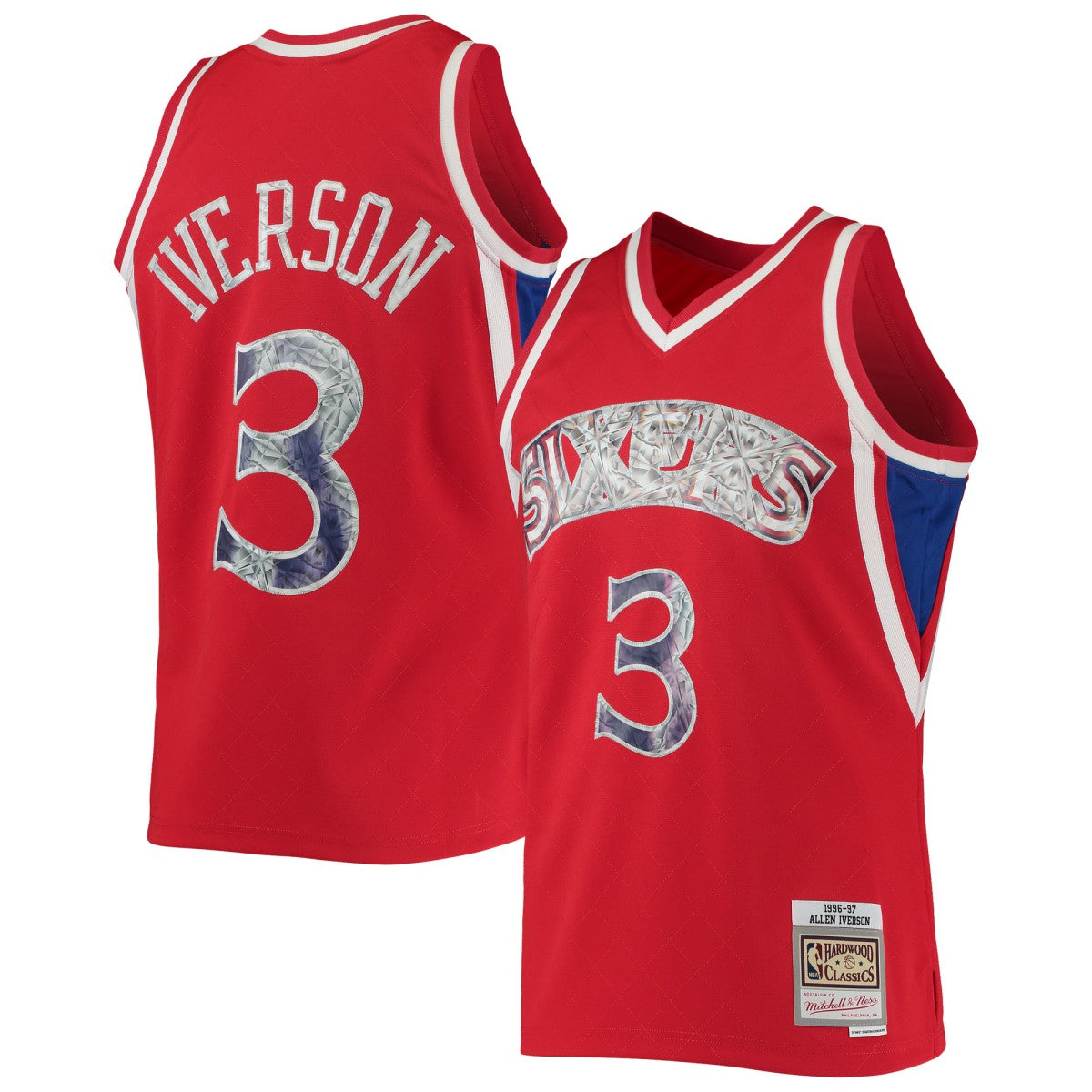 Red Allen Iverson Philadelphia 76ers 1996/97 Hardwood Classics NBA 75th Anniversary Diamond Swingman Jersey | NBA
