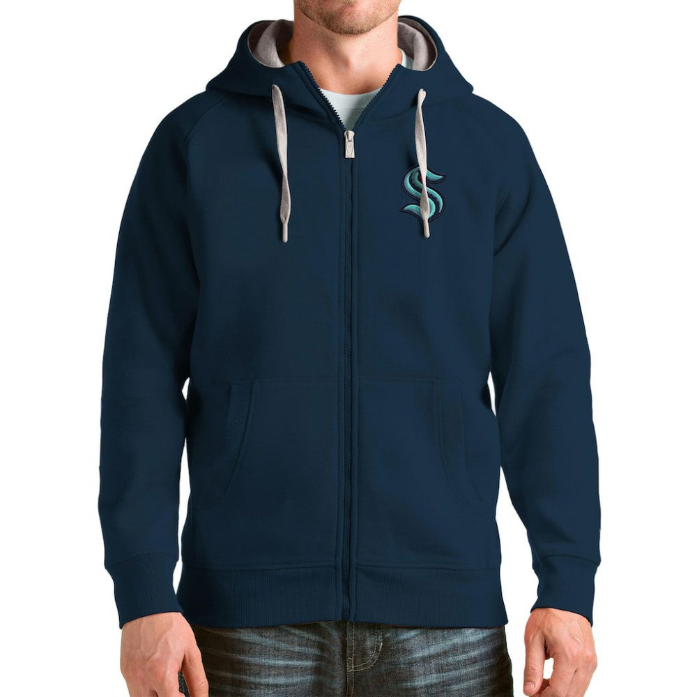 Seattle Kraken Antigua Logo Victory Full-Zip Hoodie -  NHL Hoodies