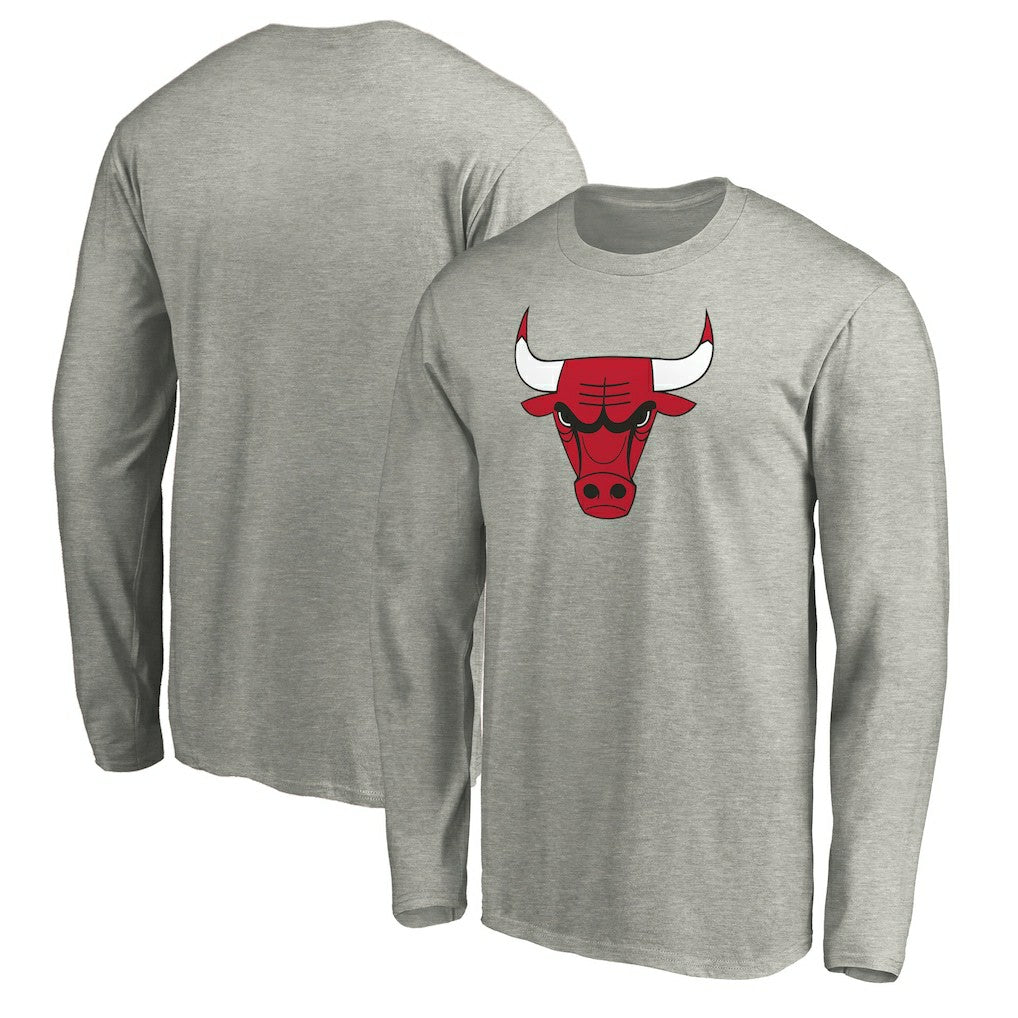 Heathered Gray Chicago Bulls Primary Team Logo Long Sleeve T-Shirt sale | NBA
