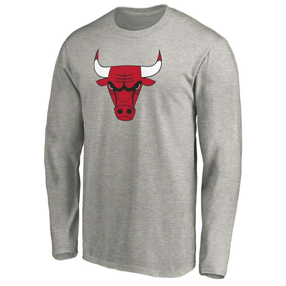 Heathered Gray Chicago Bulls Primary Team Logo Long Sleeve T-Shirt sale | NBA