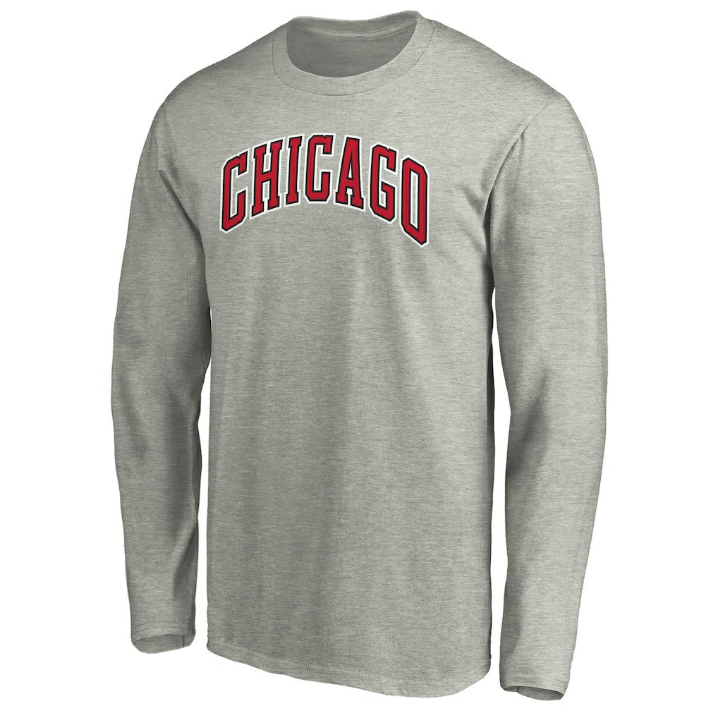 Heathered Gray Chicago Bulls Alternate Team Logo Long Sleeve T-Shirt sale | NBA
