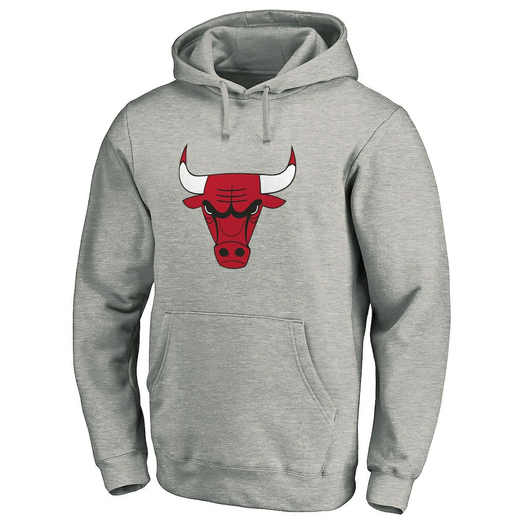 Heathered Gray Chicago Bulls Primary Mascot Logo Pullover Hoodie | NBA