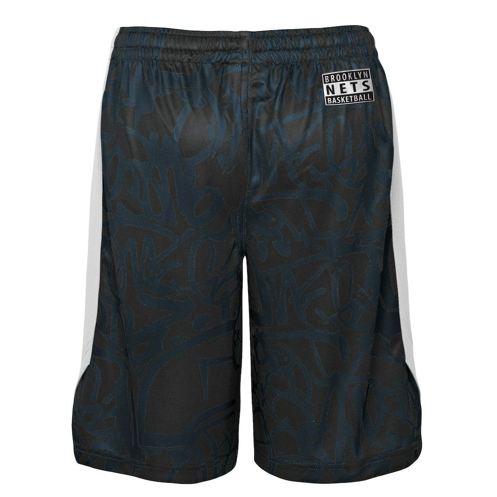 Black Brooklyn Nets Youth Scribble Dribble Baller Shorts | NBA
