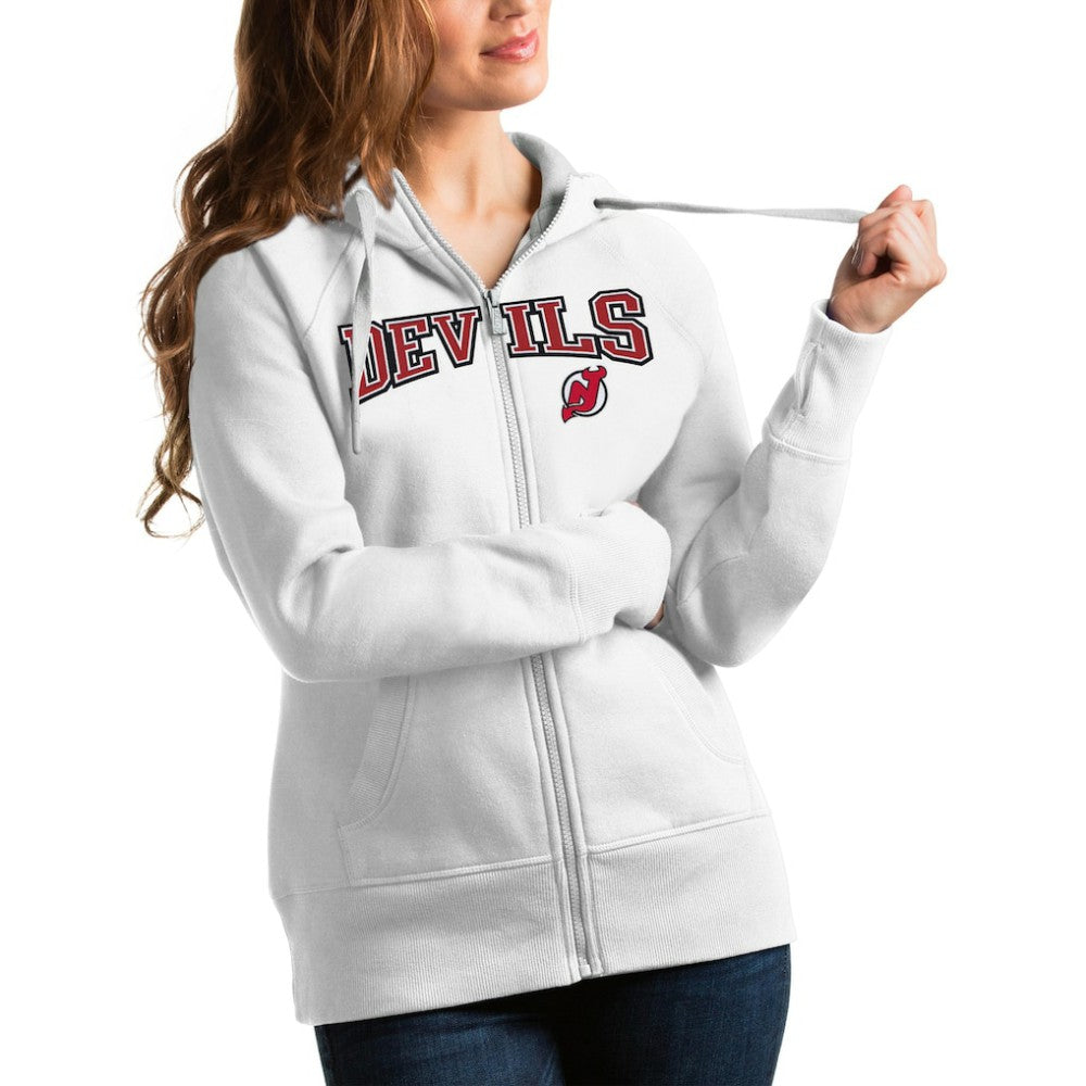 New Jersey Devils Antigua Women's Wordmark Victory Full-Zip Hoodie -  NHL Jerseys