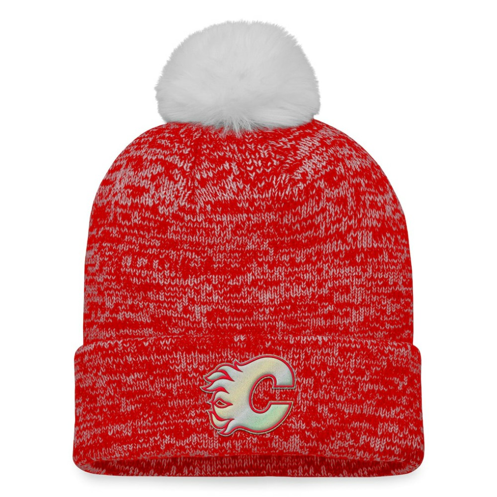 Calgary Flames Fanatics Women's Glimmer Cuffed Knit Hat with Pom -  NHL Hats