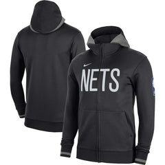 Black Brooklyn Nets Authentic Showtime Performance Full-Zip Hoodie | NBA
