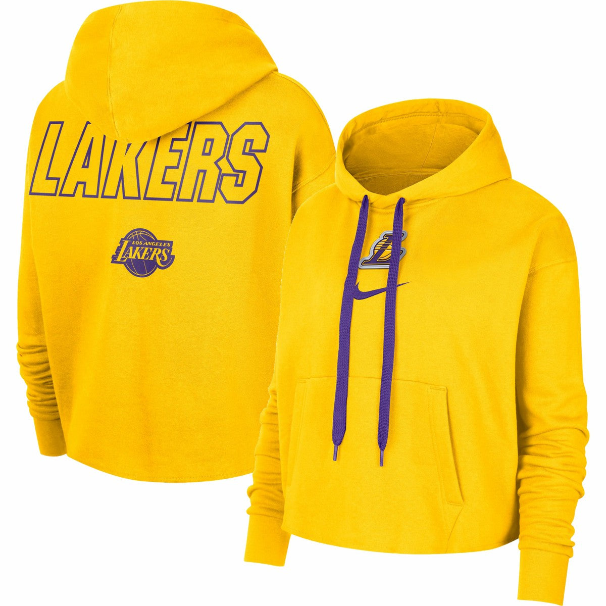 Gold Los Angeles Lakers Women's Courtside Cropped Pullover Hoodie | NBA
