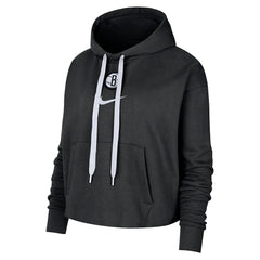 Black Brooklyn Nets Women's Courtside Cropped Pullover Hoodie | NBA