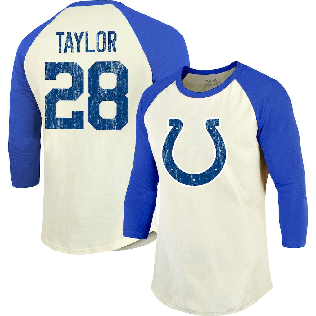 Indianapolis Colts Jonathan Taylor  Majestic Threads Vintage Player Name & Number Raglan 3/4-Sleeve T-Shirt | NFL Discount
