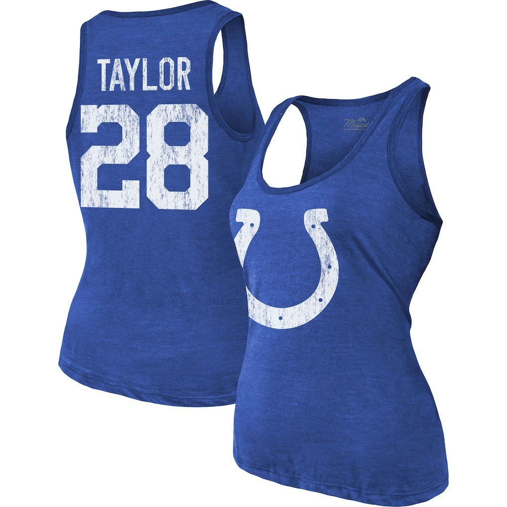 Indianapolis Colts Jonathan Taylor  Majestic Threads Women's Player Name & Number Tri-Blend Tank Top | NFL US