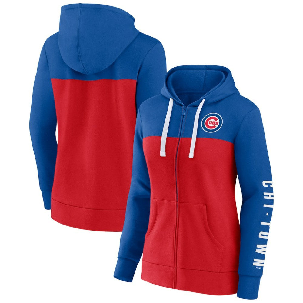 Chicago Cubs Fanatics Women's Take The Field Colorblocked Hoodie Full-Zip Jacket - MLB Jackets