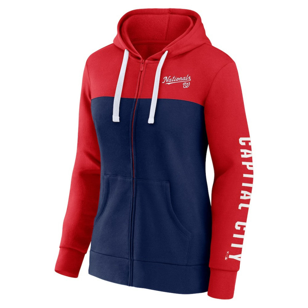 Washington Nationals Fanatics Women's Take The Field Colorblocked Hoodie Full-Zip Jacket - MLB Jackets