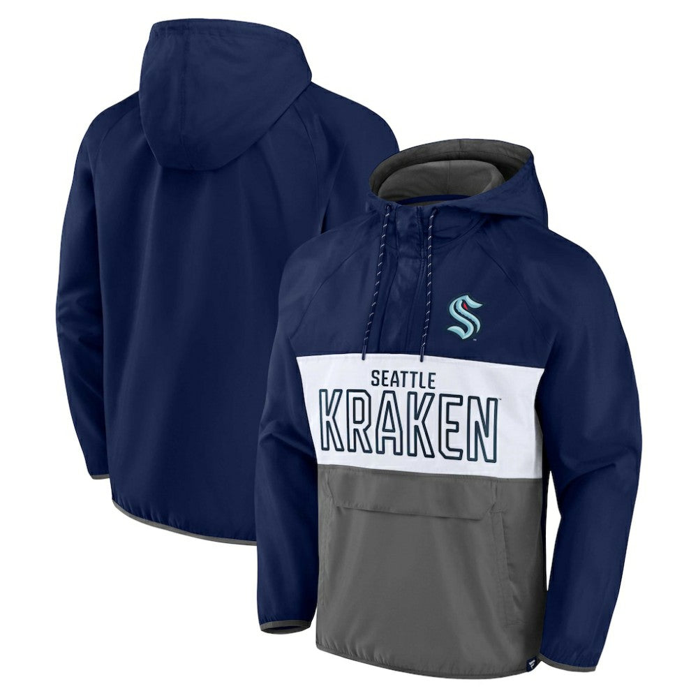 Seattle Kraken Fanatics Backhand Shooter Defender Anorak Raglan Hoodie Quarter-Zip Jacket -  NHL Hoodies