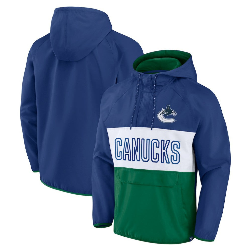Vancouver Canucks Fanatics Backhand Shooter Defender Anorak Raglan Hoodie Quarter-Zip Jacket -  NHL Hoodies