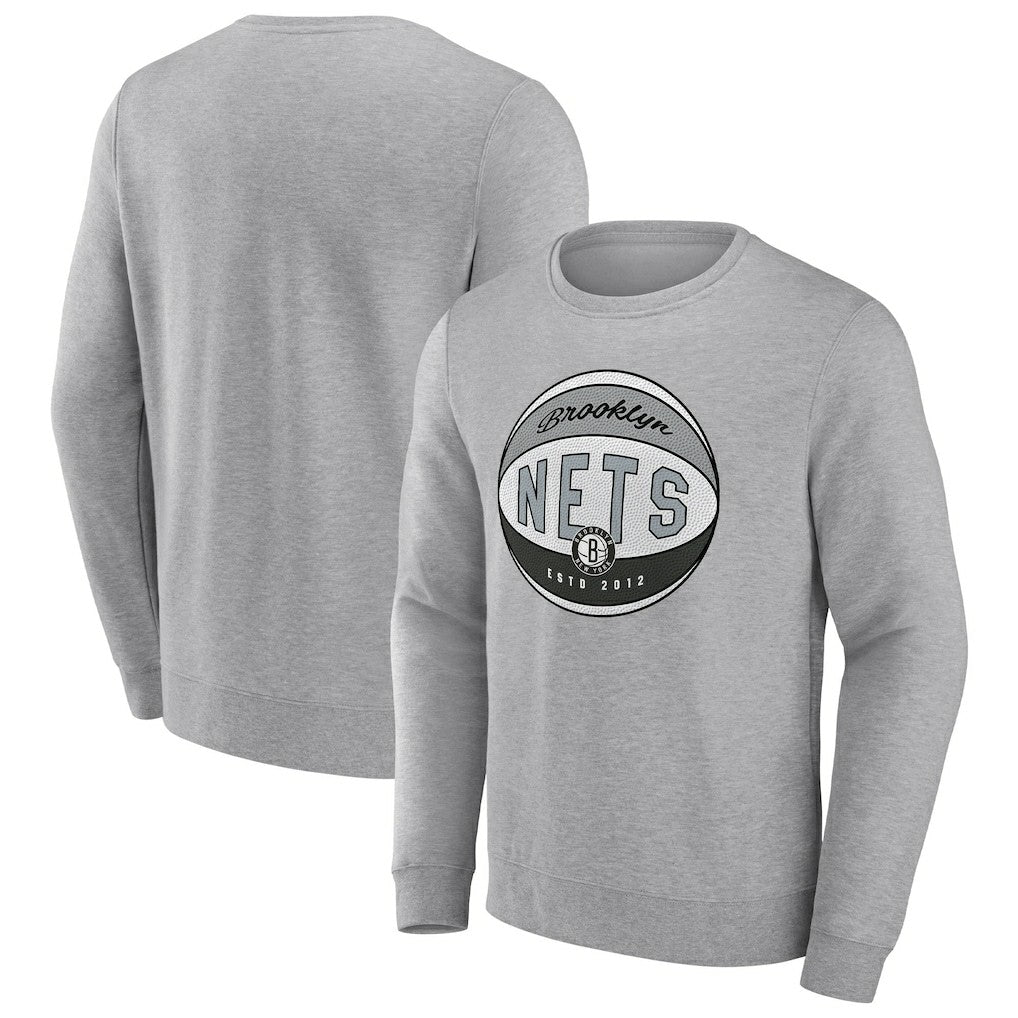 Heathered Gray Brooklyn Nets True Classics Vint Pullover Sweatshirt | NBA