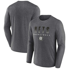 Heathered Charcoal Brooklyn Nets Where Legends Play Iconic Practice Long Sleeve T-Shirt | NBA