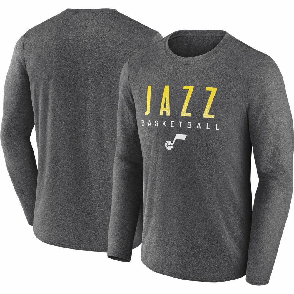 Heather Charcoal Utah Jazz Where Legends Play Iconic Practice Long Sleeve T-Shirt | NBA
