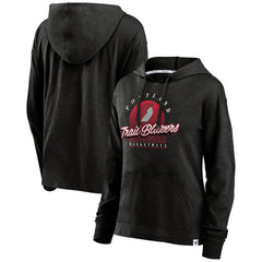 Black Portland Trail Blazers Women's Full Steam Slub Hoodie T-Shirt | NBA